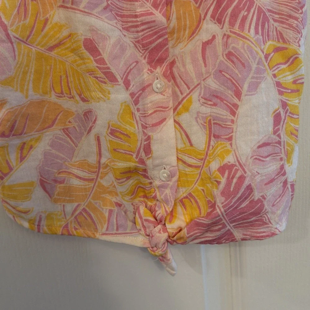 Cat & Jack Toddler Girls Sleeveless Tropical Top Size 5T 100% cotton Pink Yellow